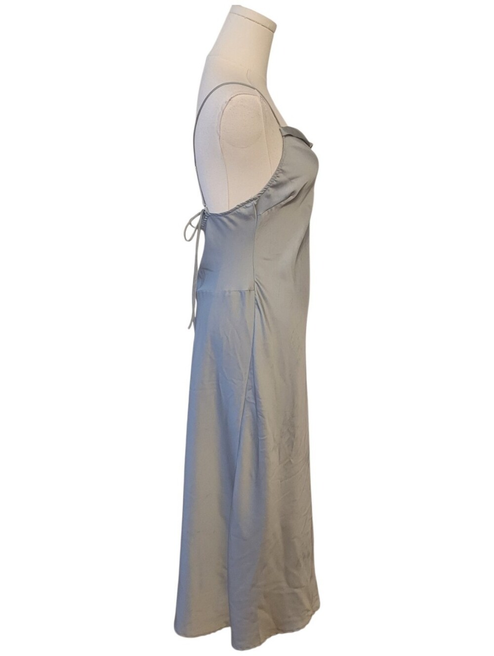 ASTR the Label Green-Gray Satin Slip Maxi Dress Size Medium - Picture 4 of 6
